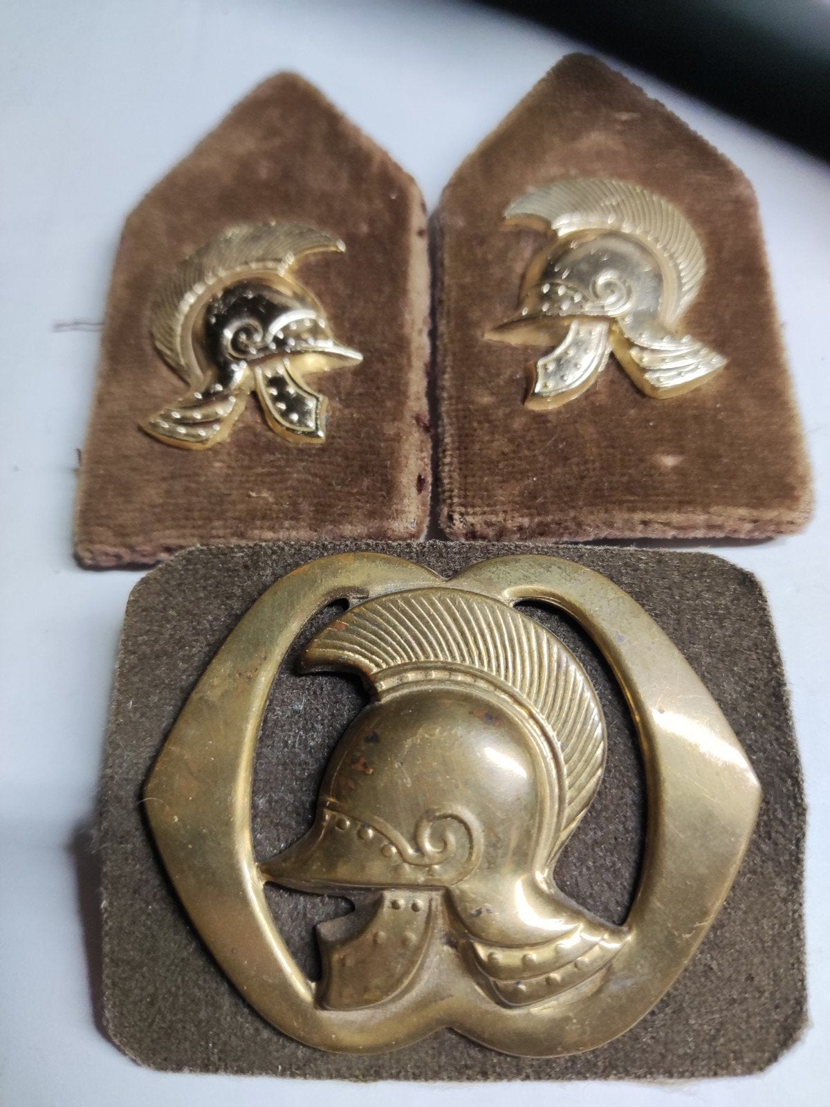 oud bijzonder setje Genie. Fluwelen patten, oogjes direct., Ophalen of Verzenden, Landmacht, Nederland, Embleem of Badge