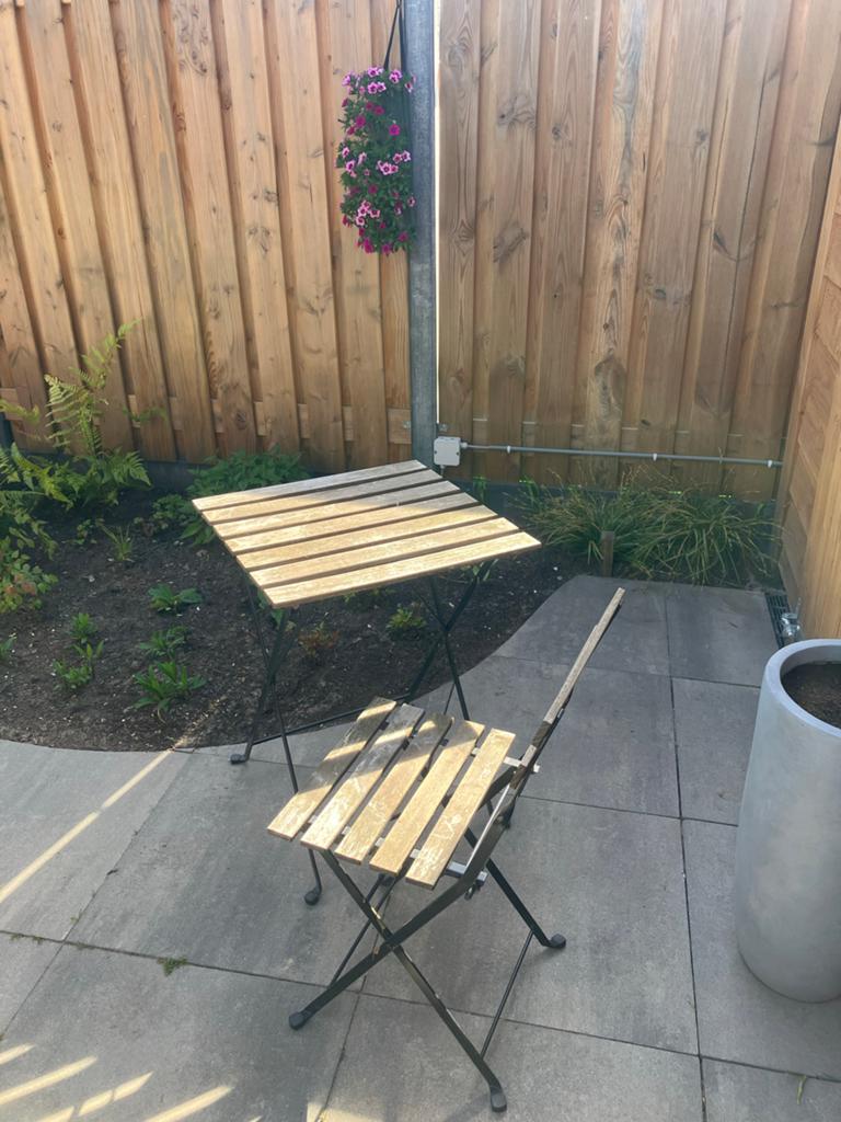 Bistro setje IKEA, Gebruikt, Bijzettafel, Tuinset, Hout