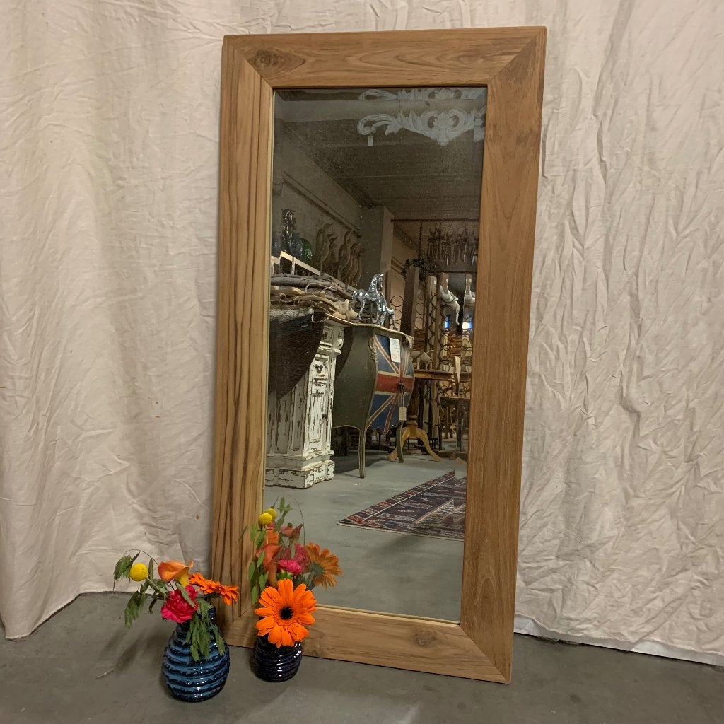 facet geslepen spiegel teak lijst 120 x 60 cm Gratis bezorgd