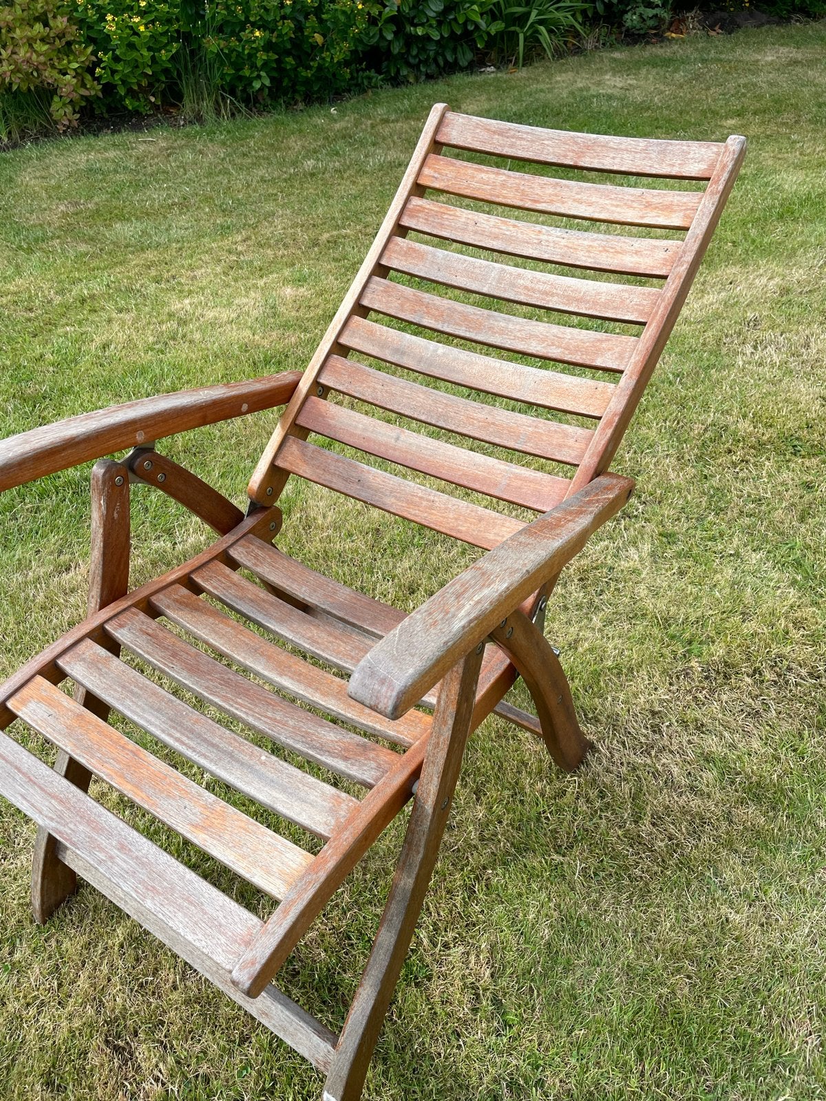 Houten verstelbare tuinstoel.Sediamo, Ophalen, Gebruikt, Hout, Verstelbaar