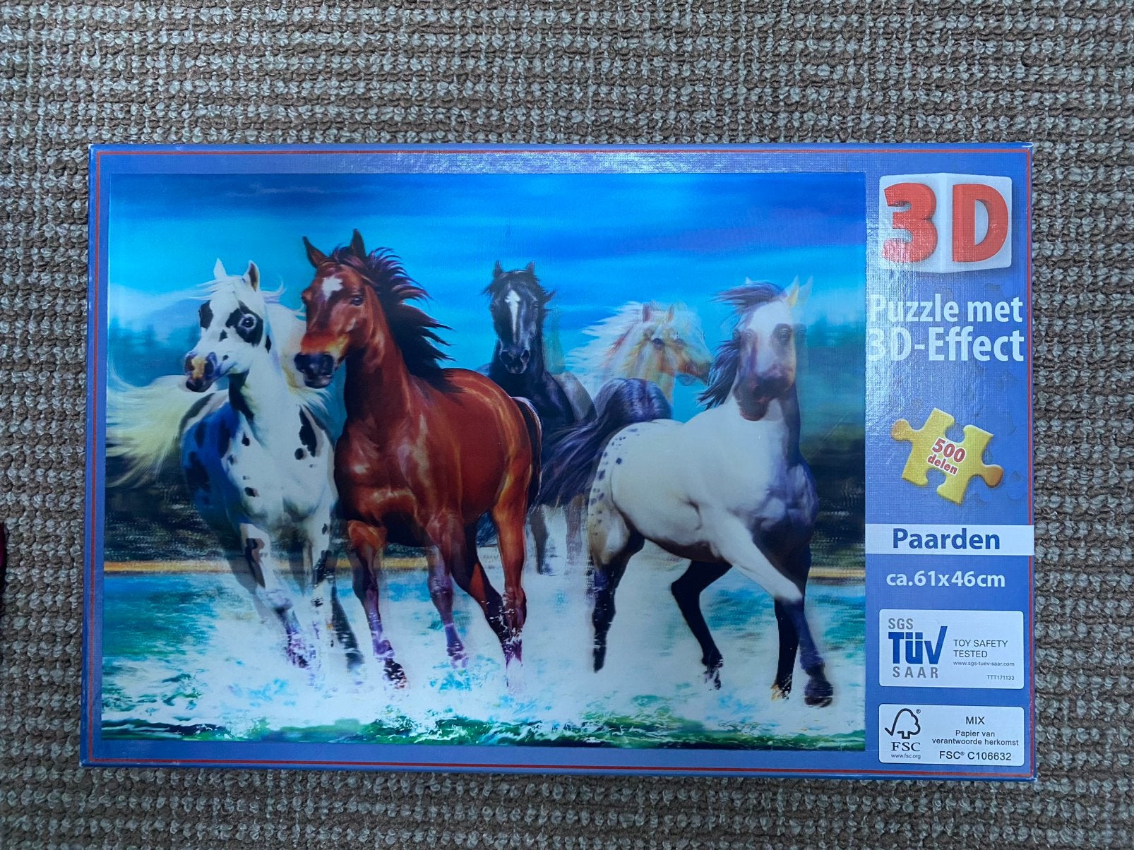 Puzzel paarden 3d zgan, Ophalen of Verzenden, 500 t/m 1500 stukjes, Zo goed als nieuw