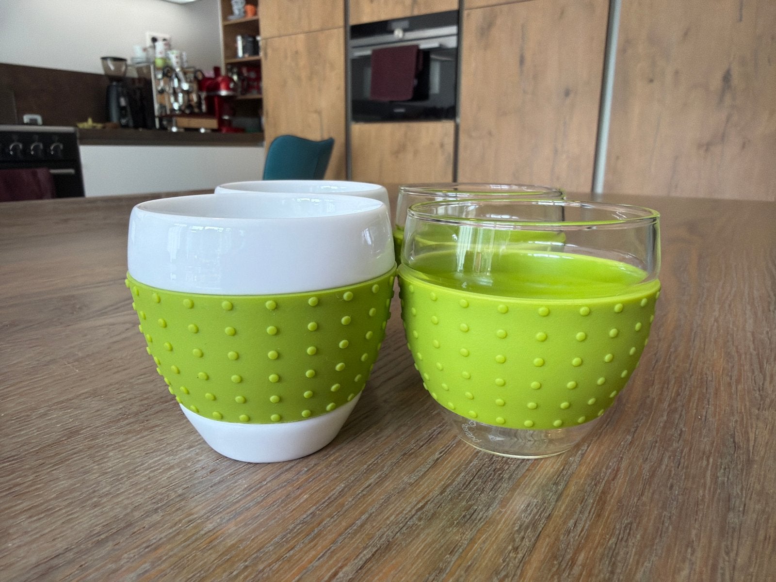 Bodum Pavina glazen en porseleinen mokken met siliconen grip, Ophalen, Bodum, Zo goed als nieuw, Groen