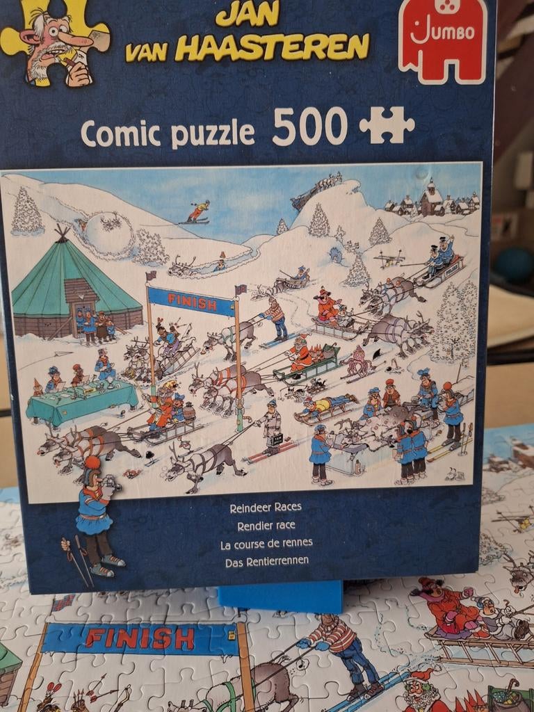 Jan van Haasteren Rendier Race Puzzel 500 stukjes, Ophalen of Verzenden, 500 t/m 1500 stukjes, Zo goed als nieuw, Legpuzzel