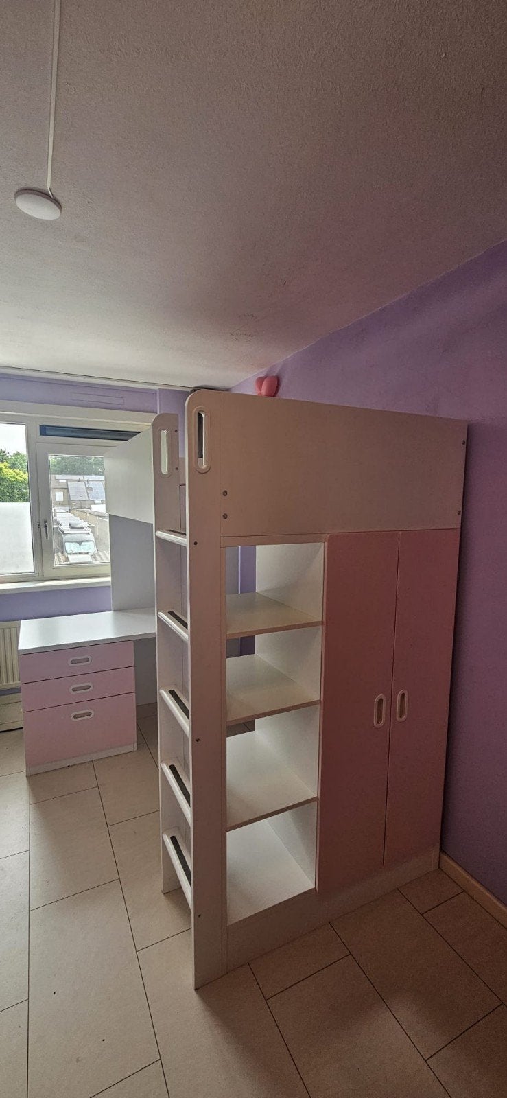 IKEA Stuva Hoogslaper met bureau en kast - Roze/Wit, Ophalen