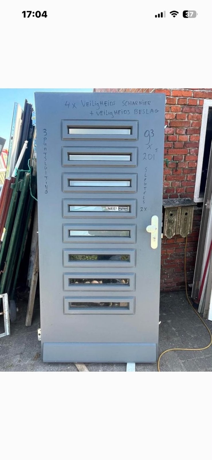Buitendeur. Merbau deur . met roeden . Buitendeuren 95 stuks, Doe-het-zelf en Verbouw, Deuren en Horren, Ophalen of Verzenden