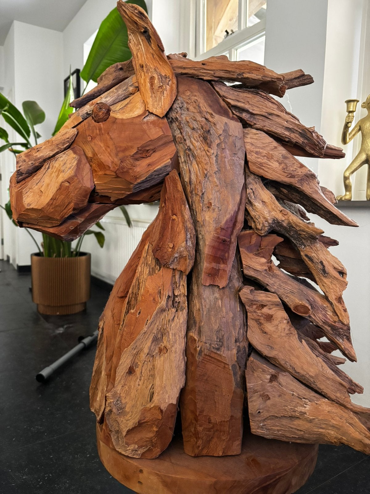 Paardenhoofd, Ophalen, Houtsnijwerk, Art deco, 50 - 100 cm