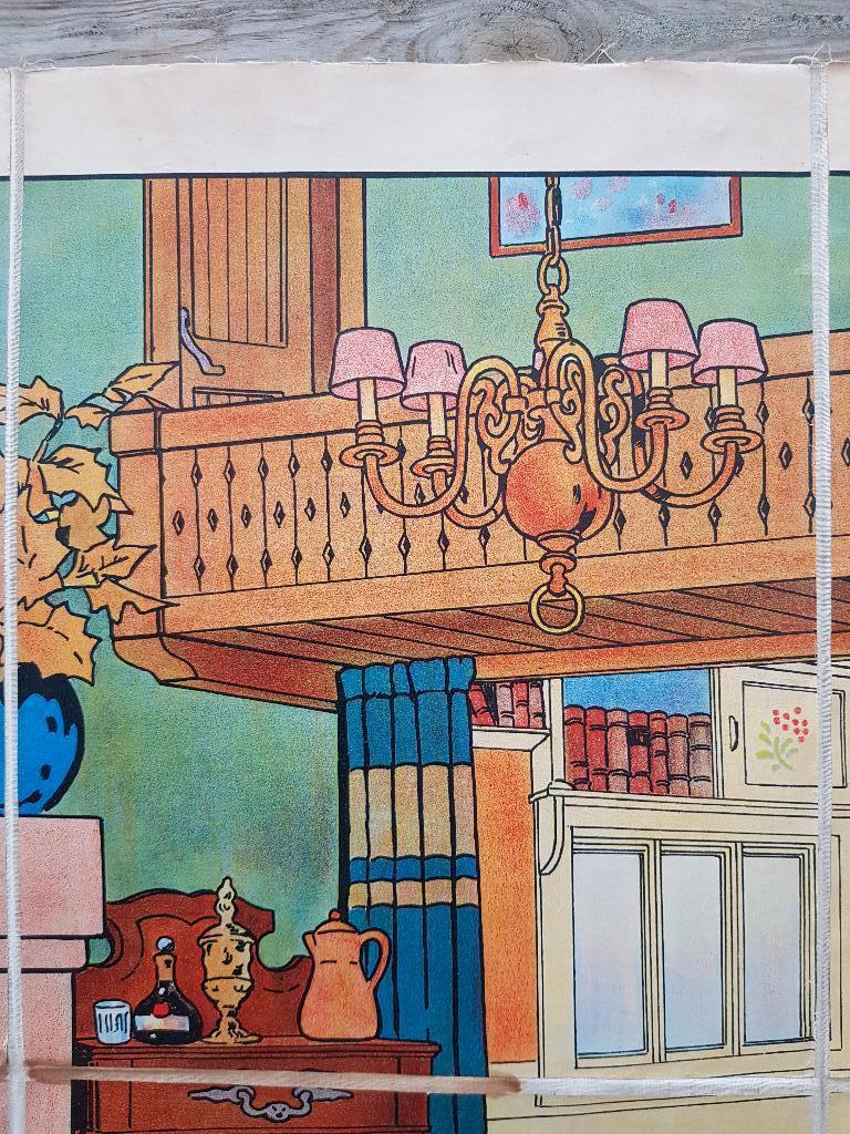In het huis oude schoolplaat uit Frankrijk litho op canvas., Ophalen of Verzenden