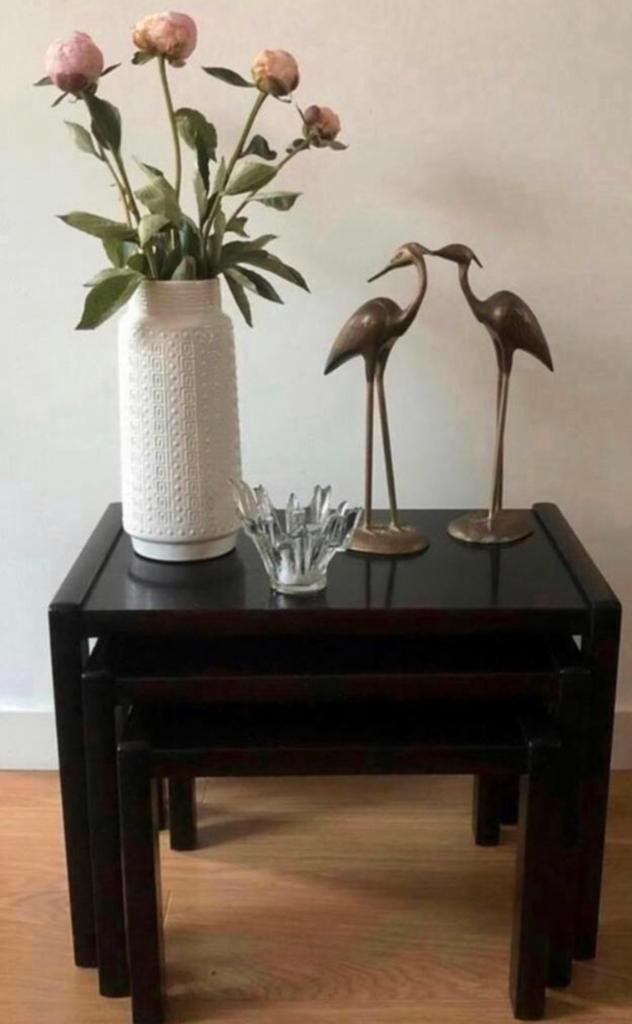 Set van 3 Wengé houten bijzettafels mimiset | jaren 70, Minder dan 45 cm, Minder dan 55 cm, Ophalen of Verzenden, Zo goed als nieuw