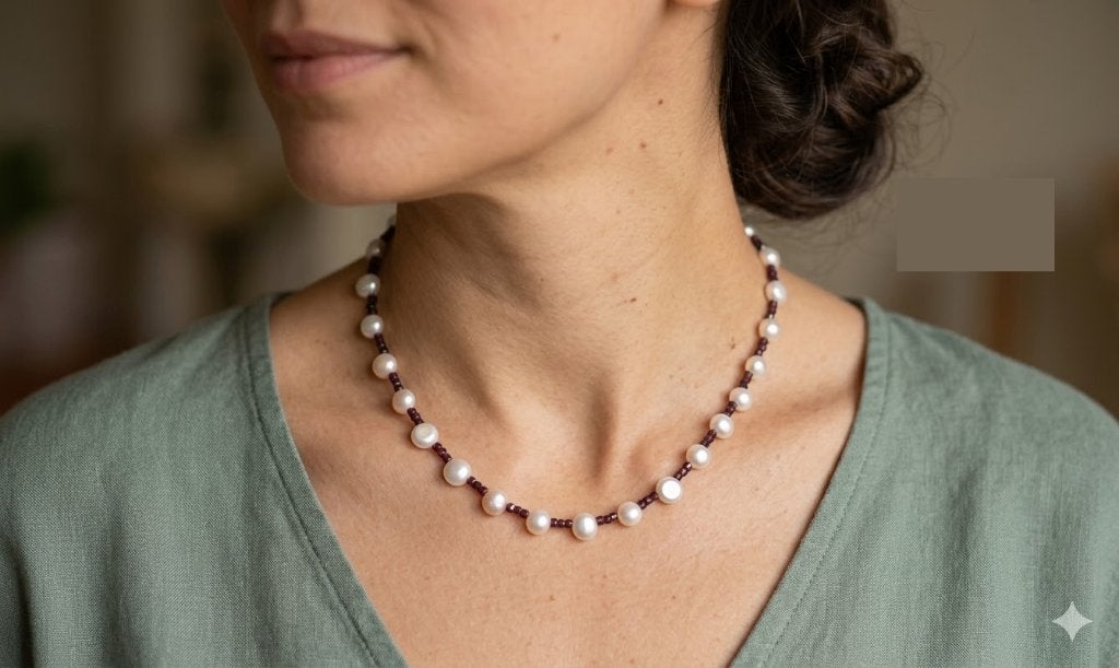 Unieke ketting Authentieke Zeldzame Button Parels Granaat, Sieraden, Tassen en Uiterlijk, Kettingen, Ophalen of Verzenden, Nieuw