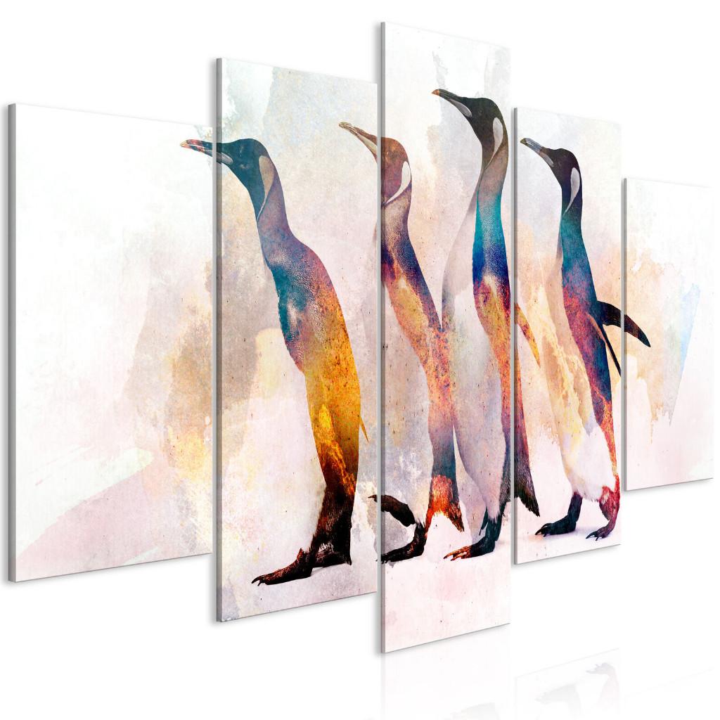 960 Colors Pinguins 5 Luik Schilderij 200x100cm Nieuw XXL, Ophalen of Verzenden