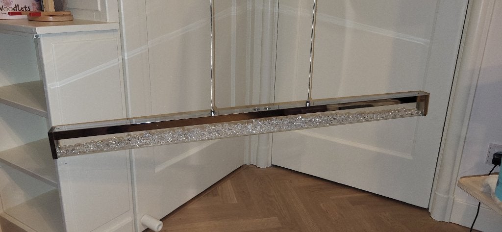 moderne hanglamp met strass stenen, Ophalen, Glas, Overige fittingen, Zo goed als nieuw