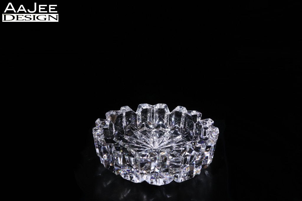 Zware asbak van kristal – Hoya Crystal Japan -Facet geslepen, Ophalen of Verzenden, Zo goed als nieuw, Asbak