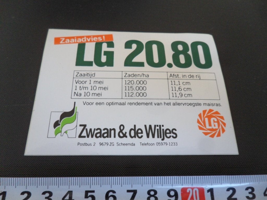 sticker Scheemda ZWAAN & de WILJES Zaaiadvies, Ophalen, Zo goed als nieuw