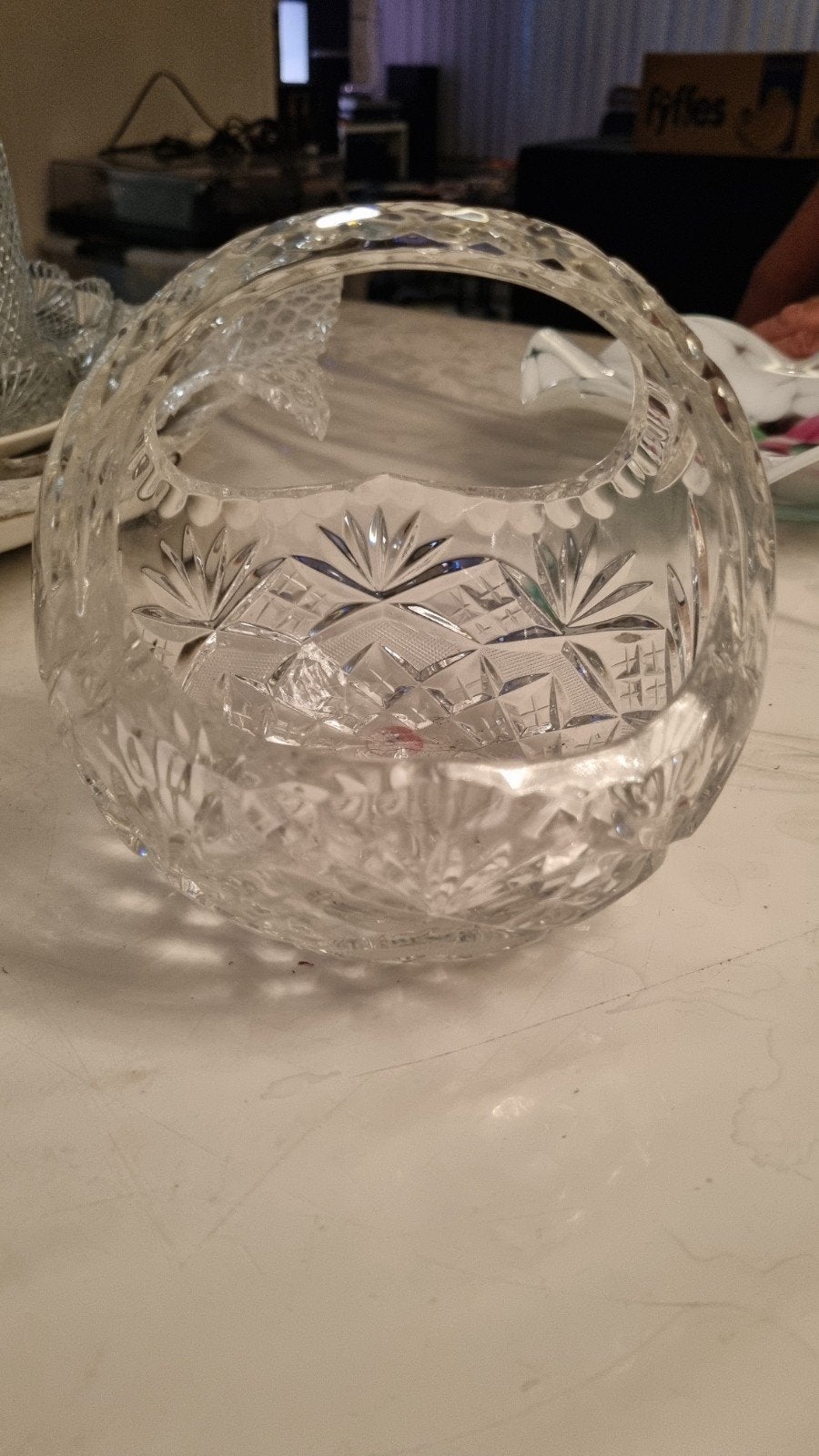 Bonbon glazen schaal met handvat - Kristal look, Antiek en Kunst, Ophalen