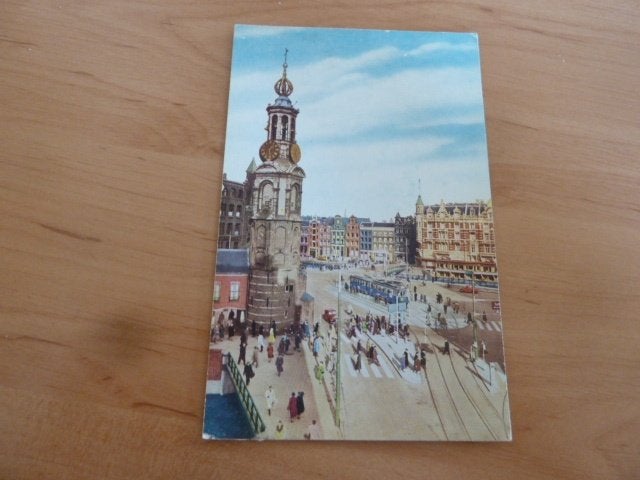 Amsterdam circa 1955 Muntplein met tram, Ophalen of Verzenden, 1940 tot 1960, Ongelopen, Noord-Holland