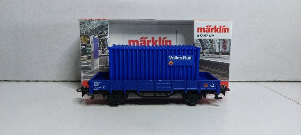 VolkerRail Lage Bakwagon met 20ft. Container **Nieuw** (05), Hobby en Vrije tijd, Wisselstroom, Ophalen of Verzenden, NS, Märklin