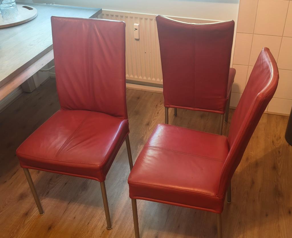Rode leren stoelen, Antiek en Kunst, Ophalen of Verzenden