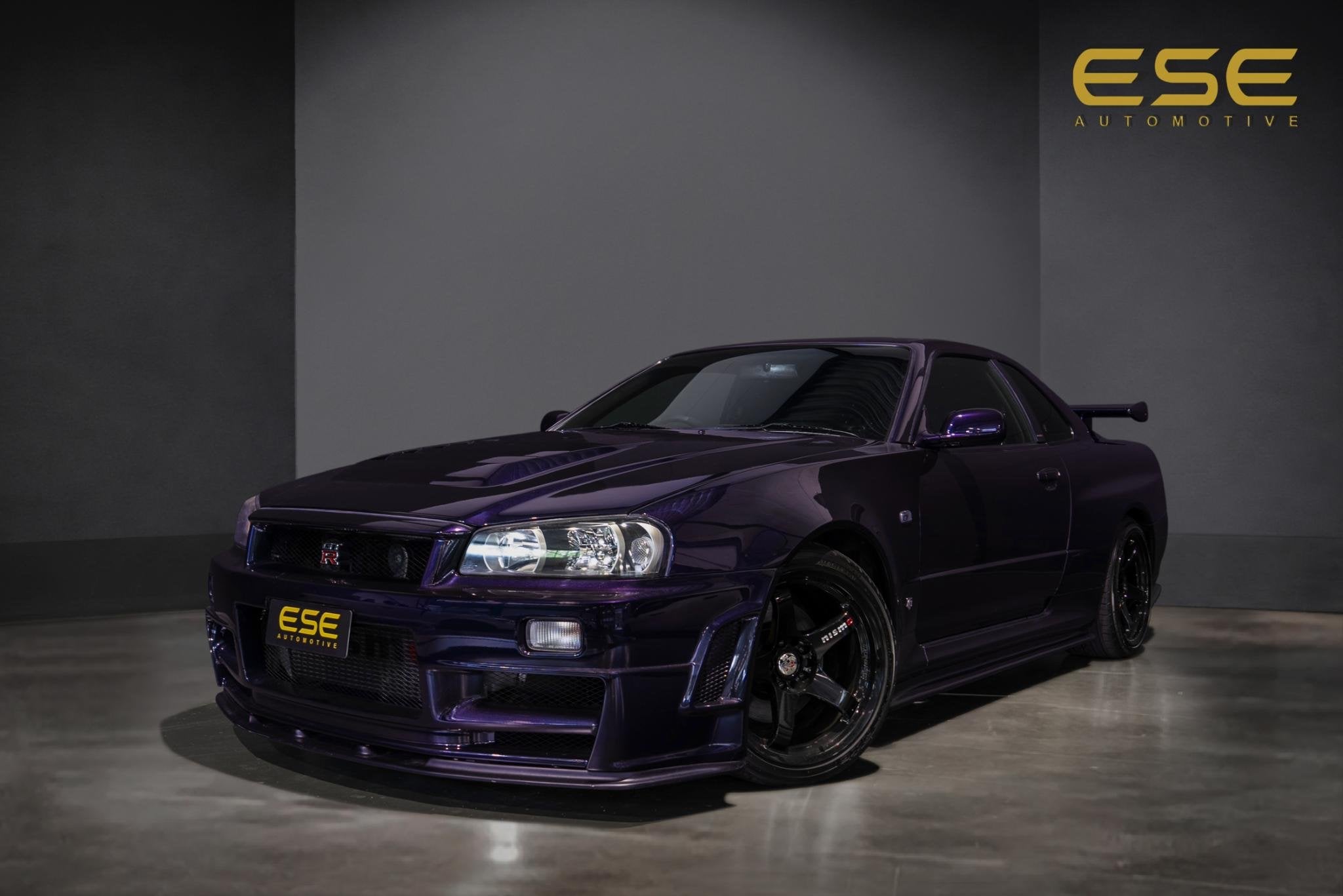 Nissan Skyline R34 GTR V-spec Midnight Purple II, Euro 2, Stof, Gebruikt, Zwart