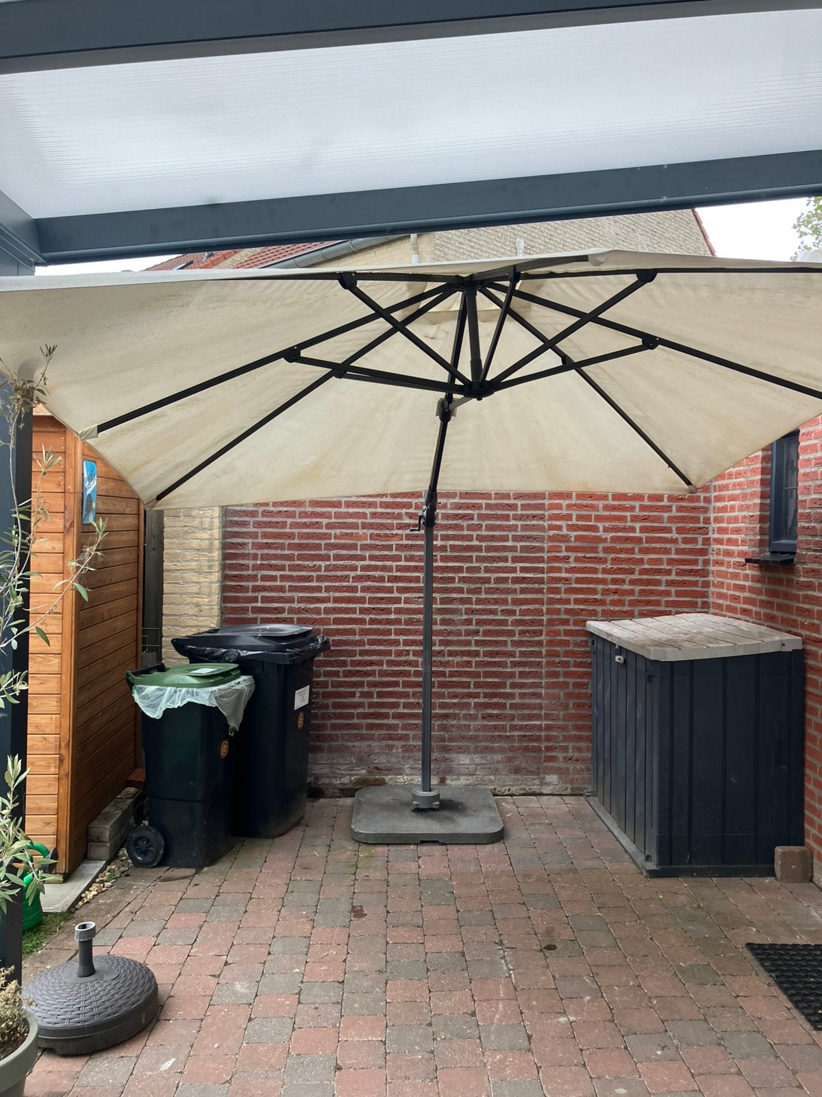 Parasol 3 x 3, Tuin en Terras, Parasols, Ophalen, Verstelbaar, Gebruikt, 2 tot 3 meter