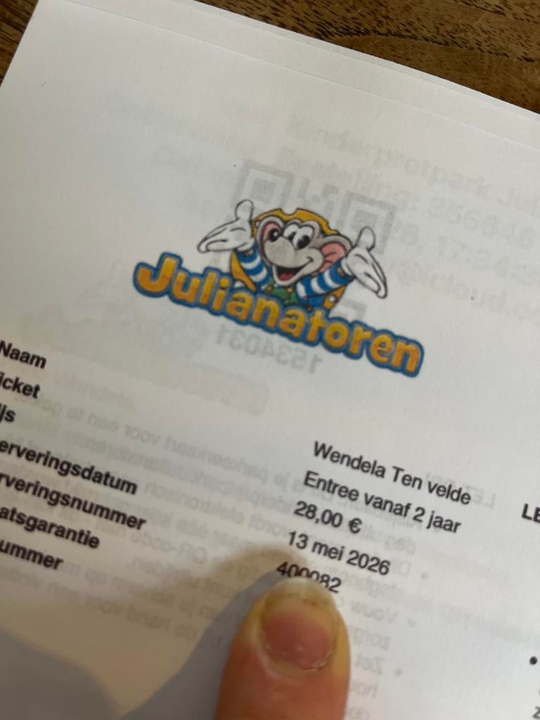 Julianatoren 13 mei 1 entree, Tickets en Kaartjes, Eén persoon, Ticket of Toegangskaart