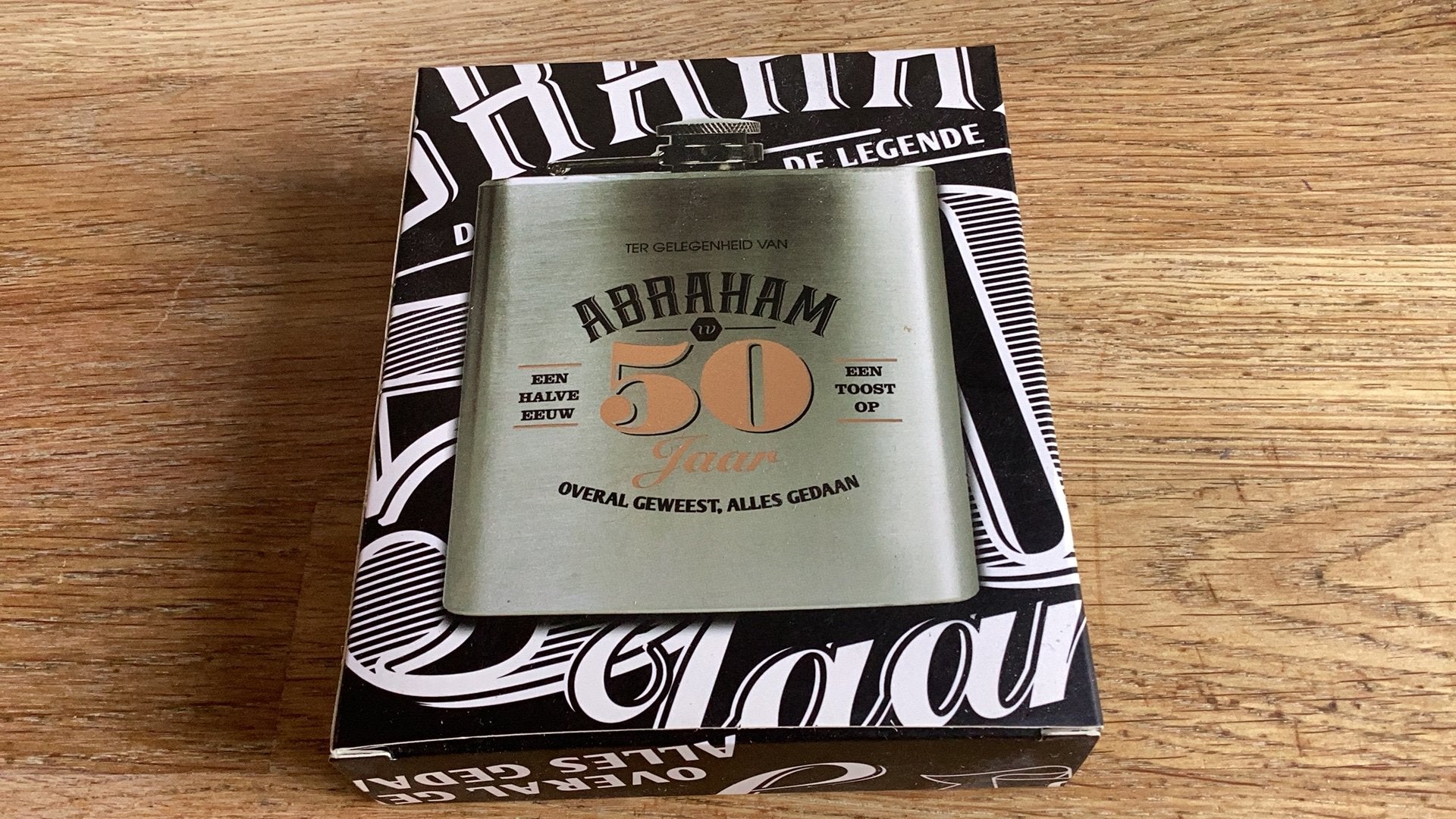 Abraham 50 laar heupfles 170 ml nieuw, Ophalen of Verzenden, Nieuw, Feestartikel, Abraham of Sarah