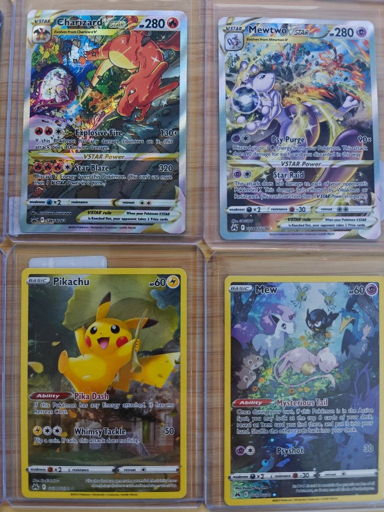 Pokemon kaarten collectie | Charizard Mewtwo Pikachu VSTAR, Ophalen of Verzenden, Zo goed als nieuw, Meerdere kaarten, Foil