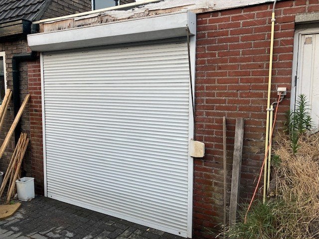 Groot rolluik 2,38 x 2,38 m.   T.E.A.B., Ophalen, Gebruikt, 200 cm of meer, Wit
