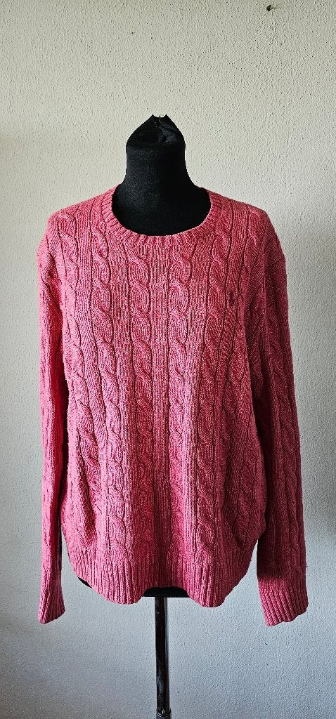 Polo Ralph Lauren Roze Kabeltrui - Maat S (14825), Polo Ralph Lauren, Ophalen of Verzenden, Roze, Maat 36 (S)