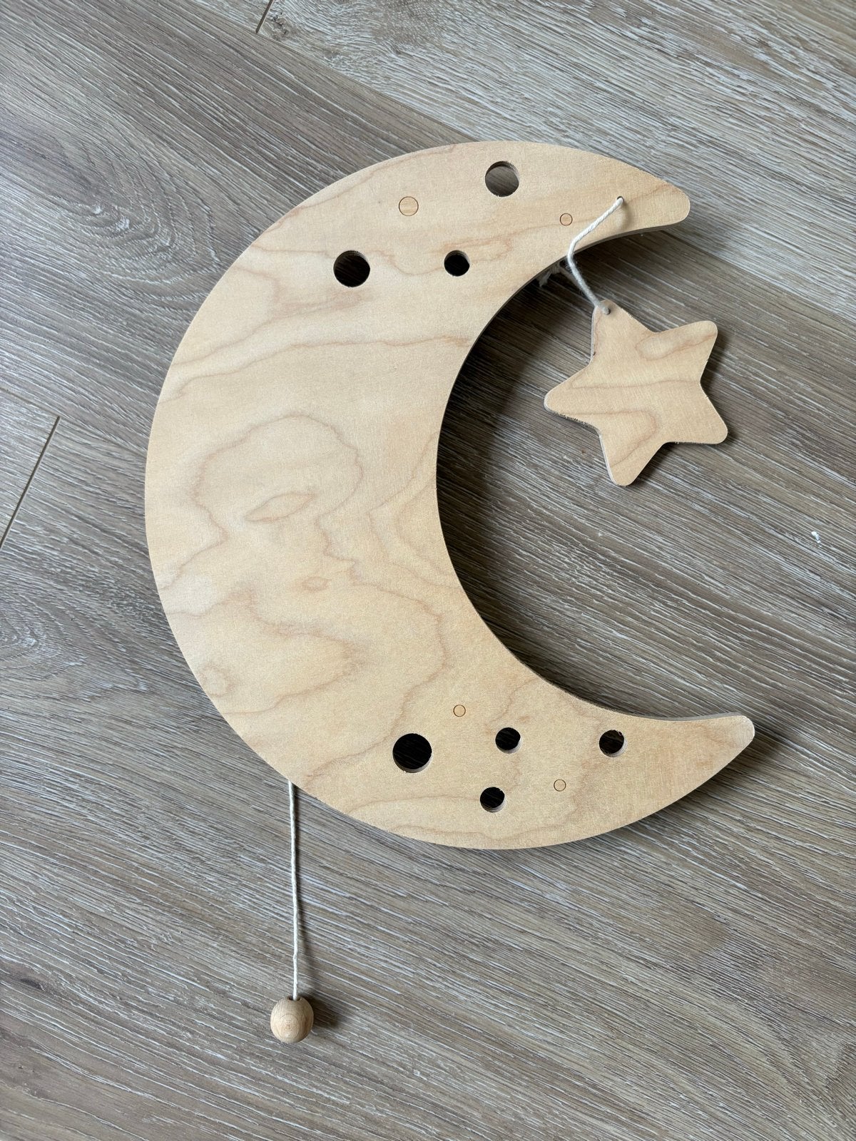 Houten wandlampje halve maan kinderkamer, Ophalen, Zo goed als nieuw, Nachtlamp, Hout