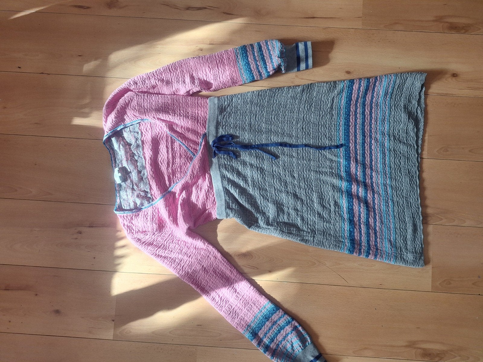 Dept jurk maat L roze/grijs gestreept, Maat 42/44 (L), Ophalen of Verzenden, Zo goed als nieuw, Knielengte