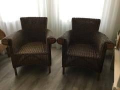 GRATIS 2x Stoelen van Riet, Huis en Inrichting, Stoelen, Ophalen, Rietenstoel, Twee, Bruin