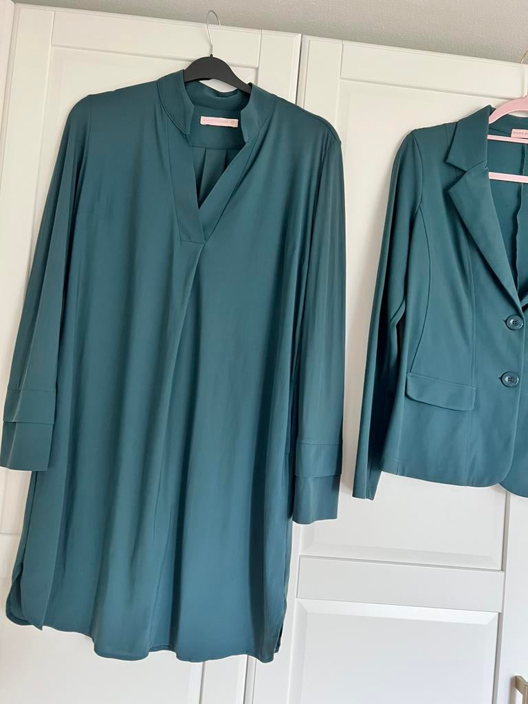 Studio anneloes set M bright bonded blazer & susan tuniek, Maat 38/40 (M), Ophalen of Verzenden, Zo goed als nieuw, Groen