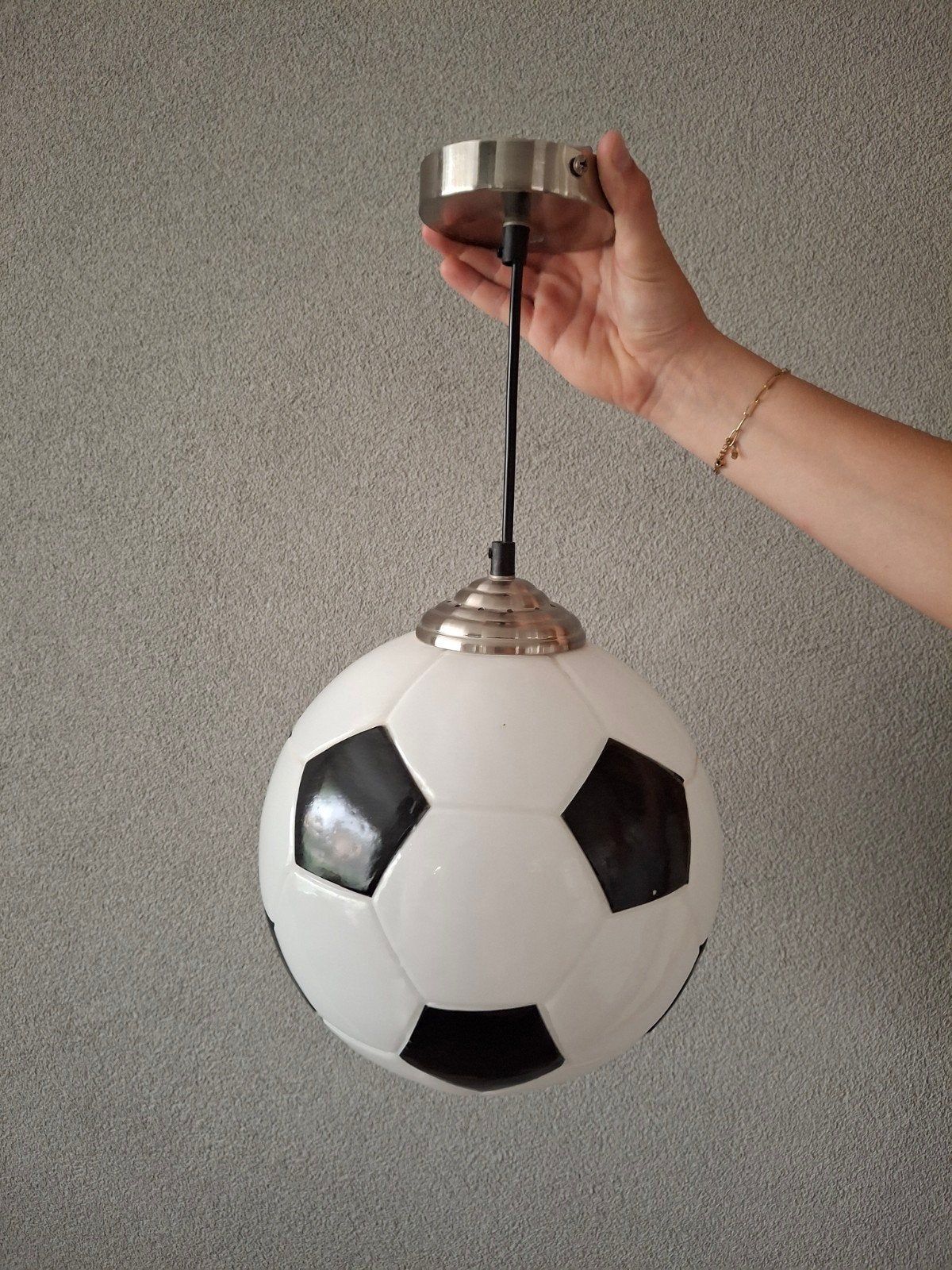Lamp voetbal (glas) Ø circa 24 cm, Ophalen, Zo goed als nieuw, Glas