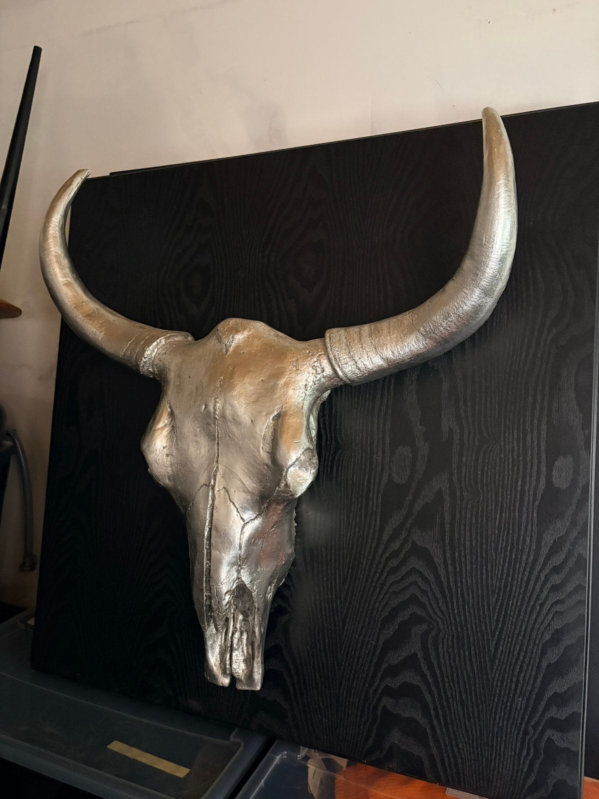Schilderij, wanddecoratie, buffelschedel, skull, Hout, Decoratieobject, Ophalen of Verzenden, Zo goed als nieuw