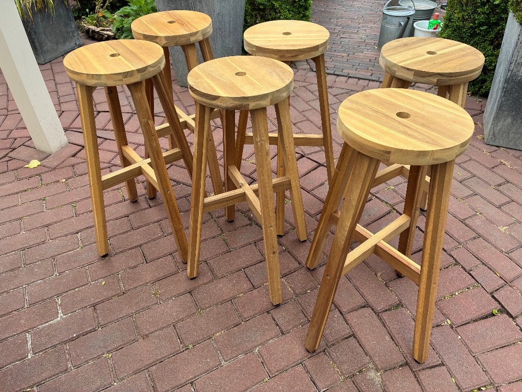 6x houten barkruk IKEA, Huis en Inrichting, Barkrukken, 5 krukken of meer, 60 tot 90 cm, Ophalen of Verzenden, Zo goed als nieuw