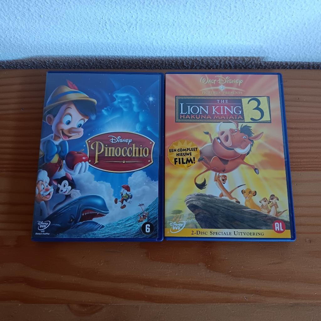 Walt Disney,, 2x dvd, Pinocchio, Lion KIng 3 ( 2- disc), Alle leeftijden, Overige genres, Ophalen of Verzenden, Zo goed als nieuw
