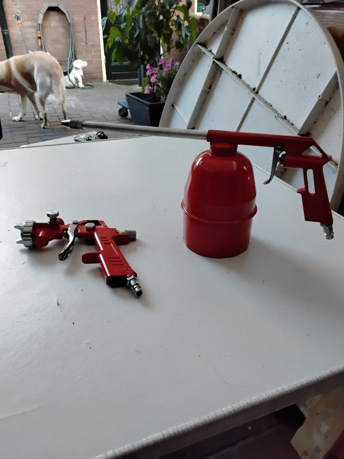 Verfspuit en oliespuit set, Ophalen