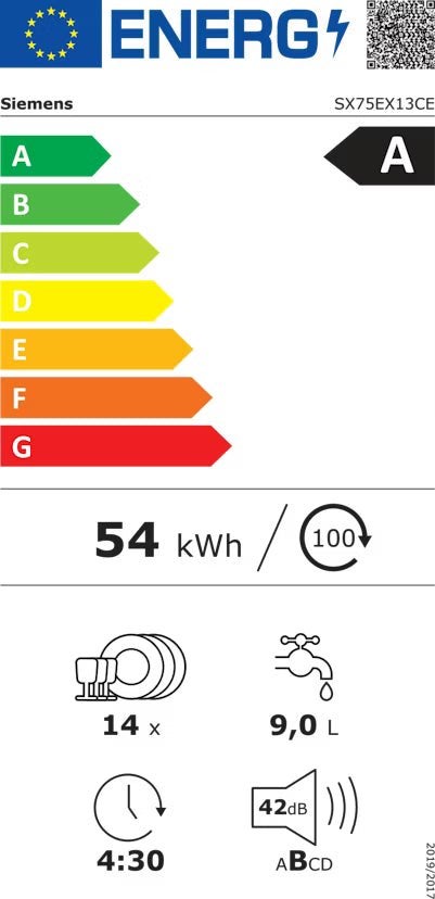 Siemens inbouwvaatwasser SX75EX13CE - iQ500, Witgoed en Apparatuur, Energieklasse A of zuiniger, BSH Huishoudapparaten, Minder dan 10 liter