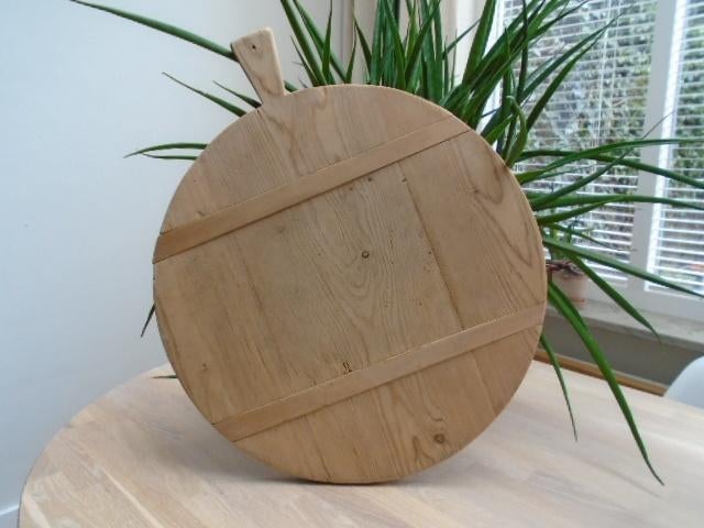 grote ronde houten broodplank, pizzaplank, plank 49 cm XL, Beige, Gebruikt, Hout, Snij-/serveerplank