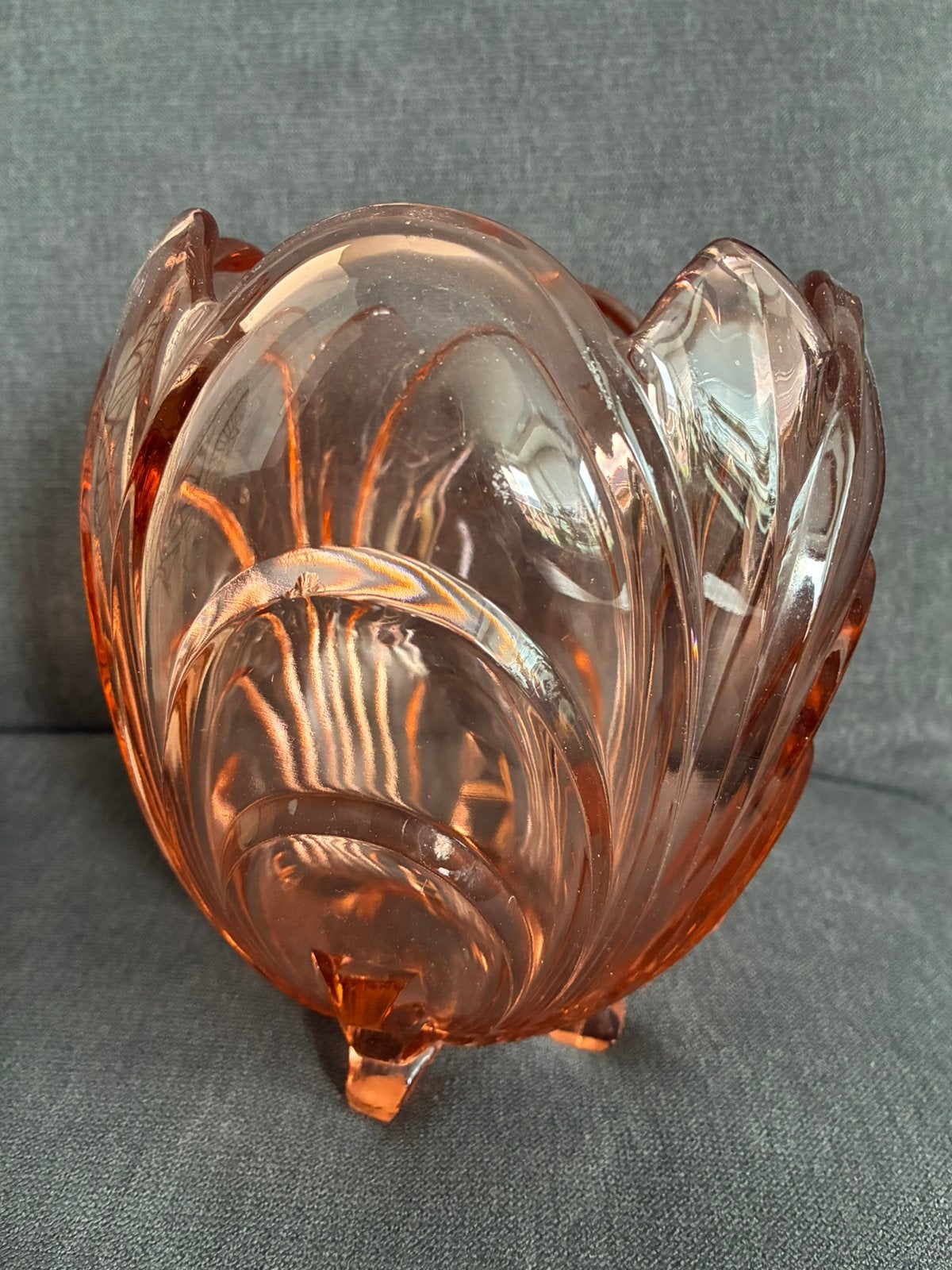Retro vintage roze glazen  vaas, Antiek en Kunst, Antiek | Glas en Kristal, Ophalen of Verzenden
