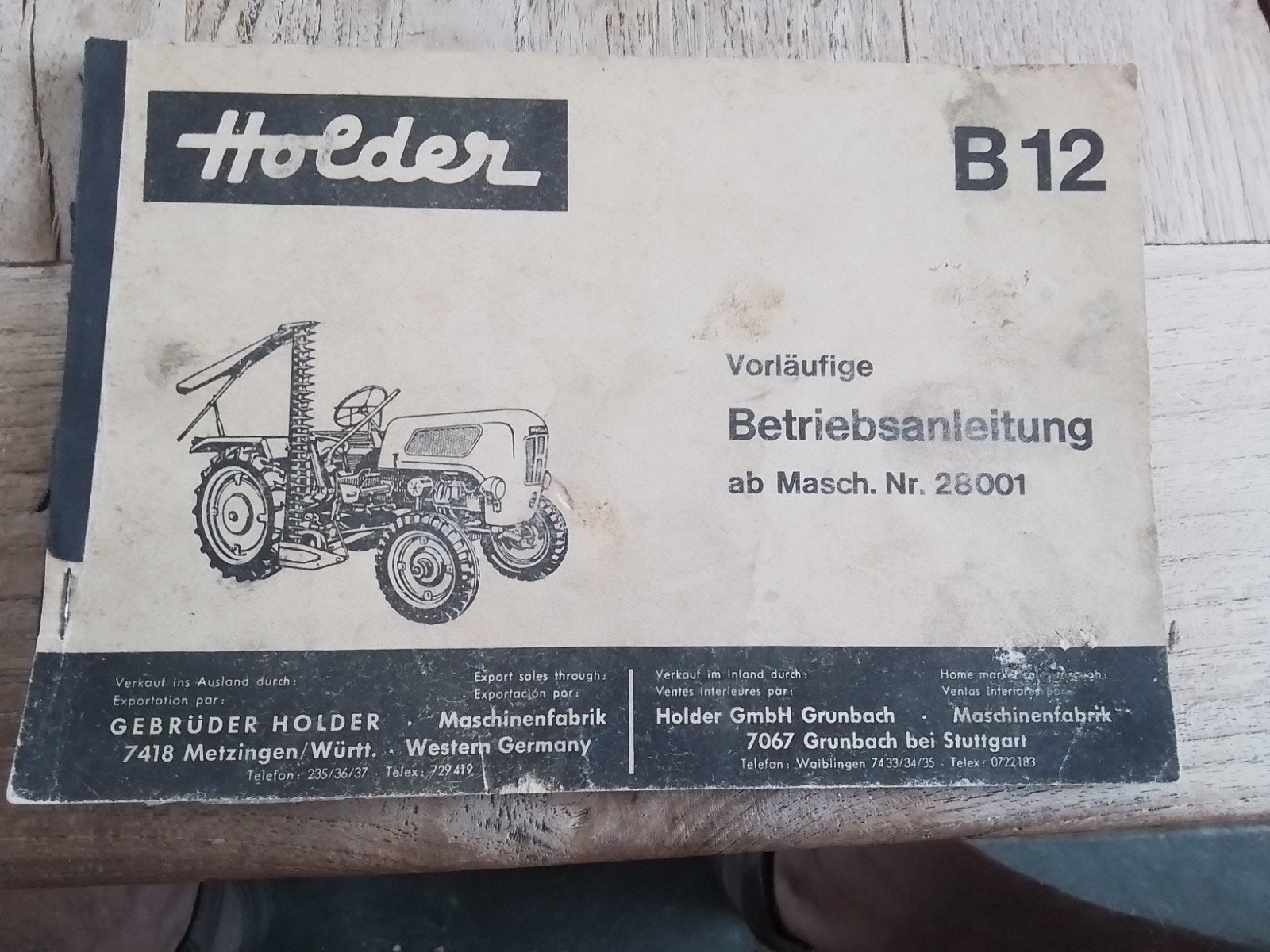 Holder B12 tractor oldtimer, handleiding, Ophalen of Verzenden