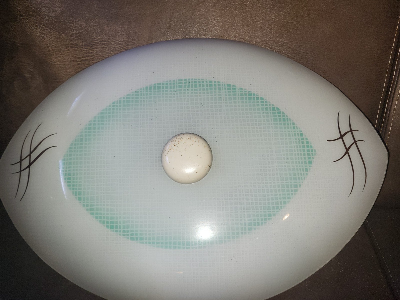 Vintage plafondlamp - 54 cm breed, 2 fittingen, Ophalen of Verzenden, Zo goed als nieuw, E27 (groot)