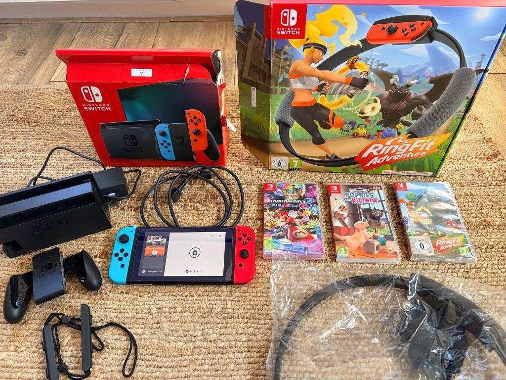 Nintendo Switch compleet + Ring Fit Adventure NIEUW + Spel, Ophalen, Met games, Zo goed als nieuw, Switch Original