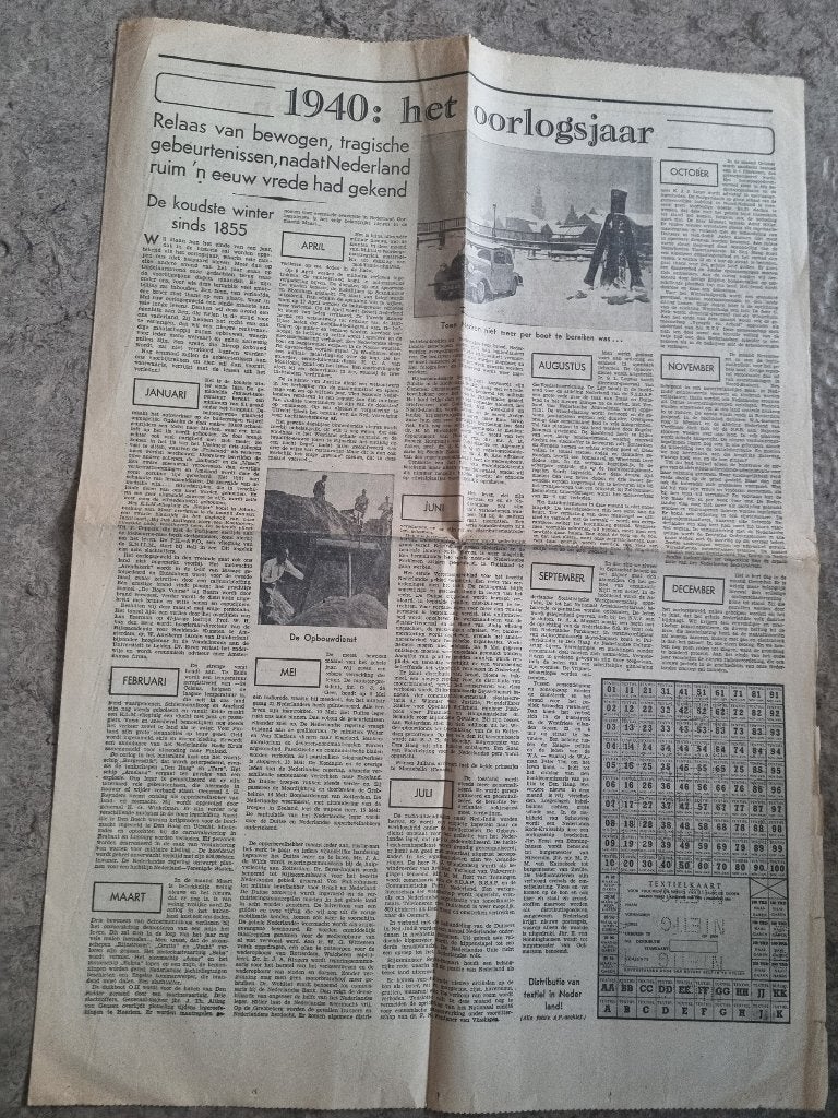 Jaaroverzicht oorlogsjaar 1940 (krant 31 december 1940), Verzamelen, Ophalen of Verzenden, 1920 tot 1940, Knipsel(s)