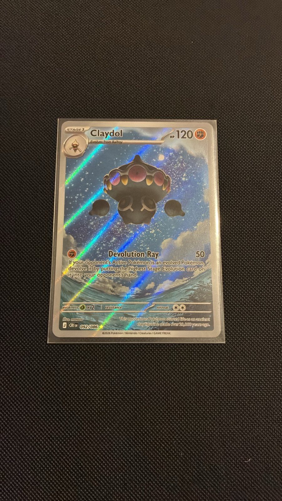 Claydol 092/086 Holo Rare Pokemon Kaart Chaos Rising, Ophalen, Zo goed als nieuw, Losse kaart, Foil