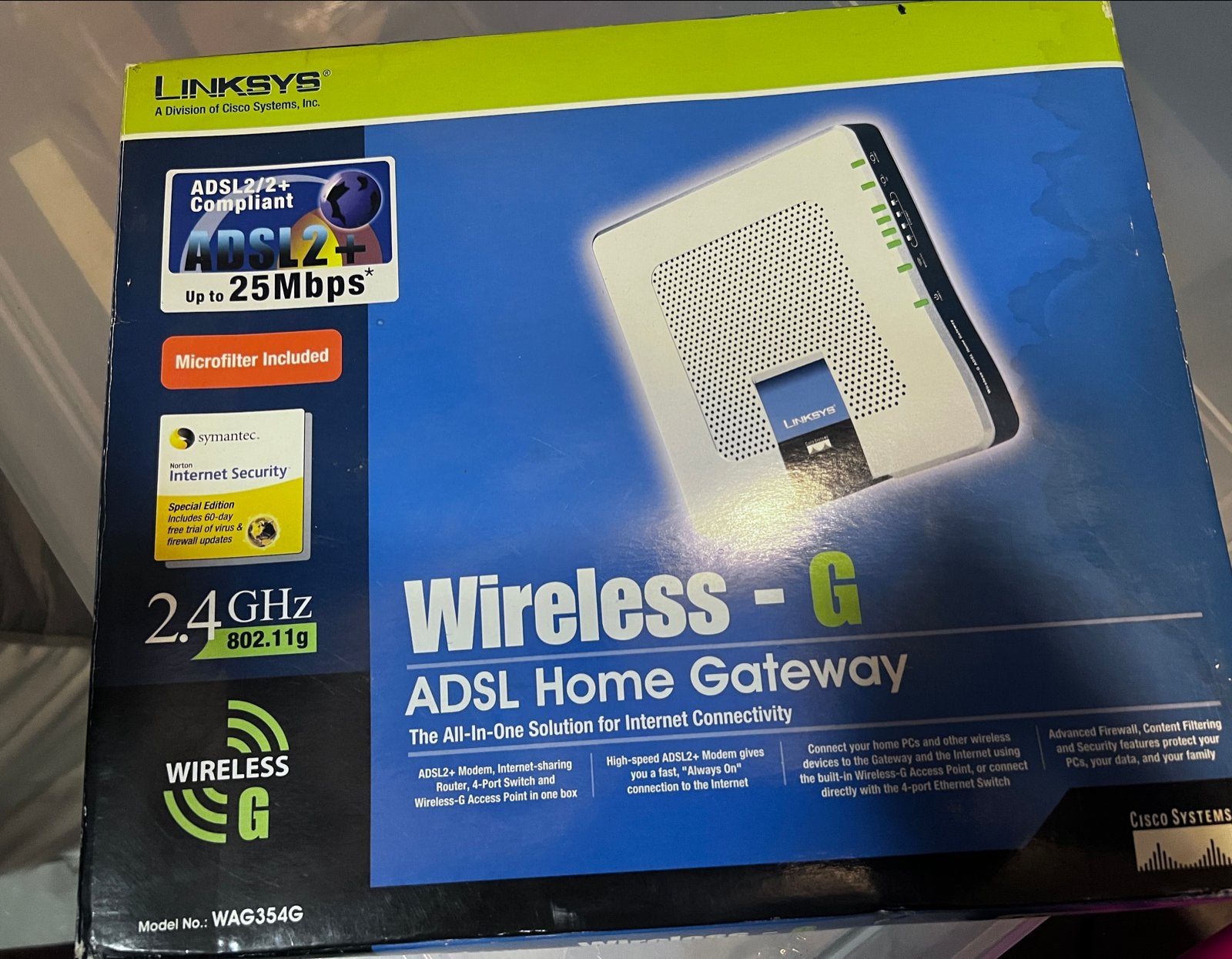 New Linksys Wireless-G ADSL Home Gateway WAG354G, Ophalen of Verzenden, Zo goed als nieuw, Router met modem