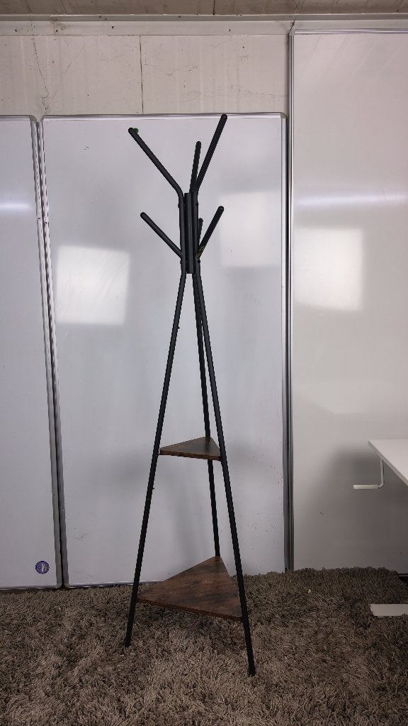 Staande kapstok met 2 houten legplanken, Huis en Inrichting, Ophalen, Gebruikt, A, Metaal
