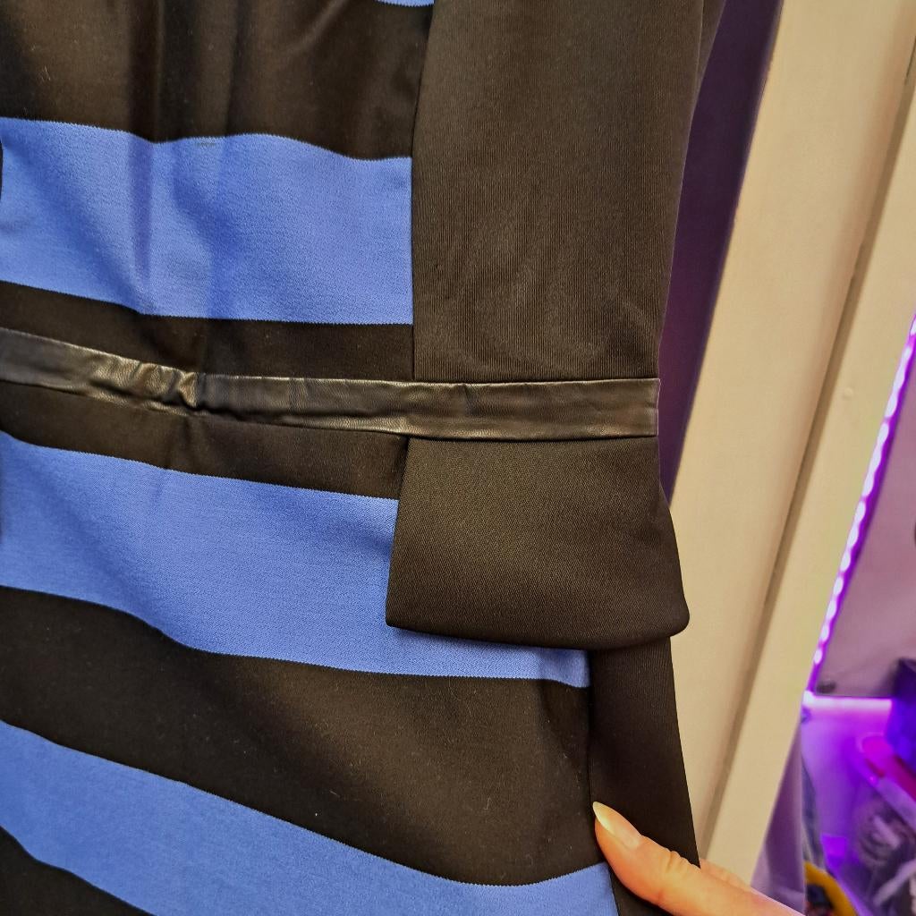 Mart Visser koker jurk zwart / lavendel gestreept S nr 48459, Kleding | Dames, Jurken, ., Mart Visser, Ophalen of Verzenden, Zo goed als nieuw
