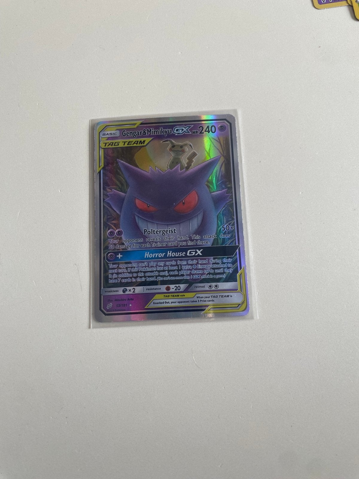 Pokémon Kaart: Gengar & Mimikyu GX TAG TEAM (Foil), Verzenden, Zo goed als nieuw, Losse kaart, Foil