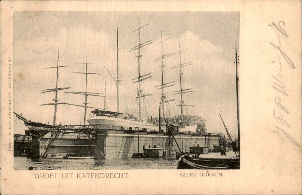 Katendrecht - Yzere Dokken - Groet uit Katendrecht, Ophalen of Verzenden, Voor 1920, Gelopen, Zuid-Holland